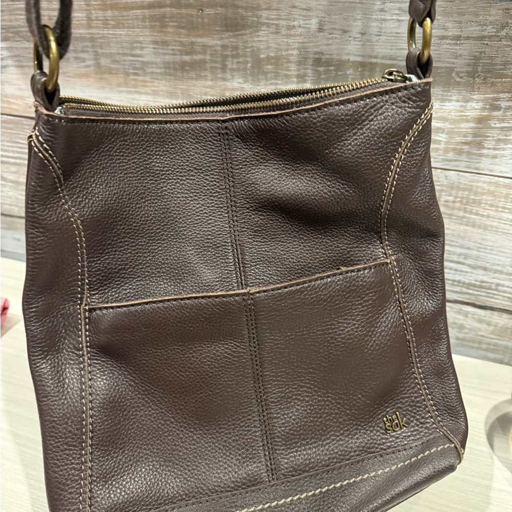 The sak Brown Leather crossbody Bag